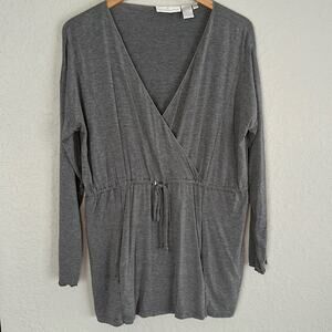 Soft Surroundings Grey Cinch Waist Tunic Top Pockets Casual Loungewear Medium